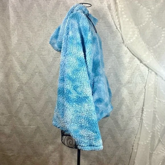 PINK Victoria's Secret blue Tie Dye Cloud Sherpa Sweater size L - Picture 6 of 10